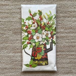 Mary Lake-Thompson Kitchen Flour Sack Dish Towel Holly Berries Watering Can